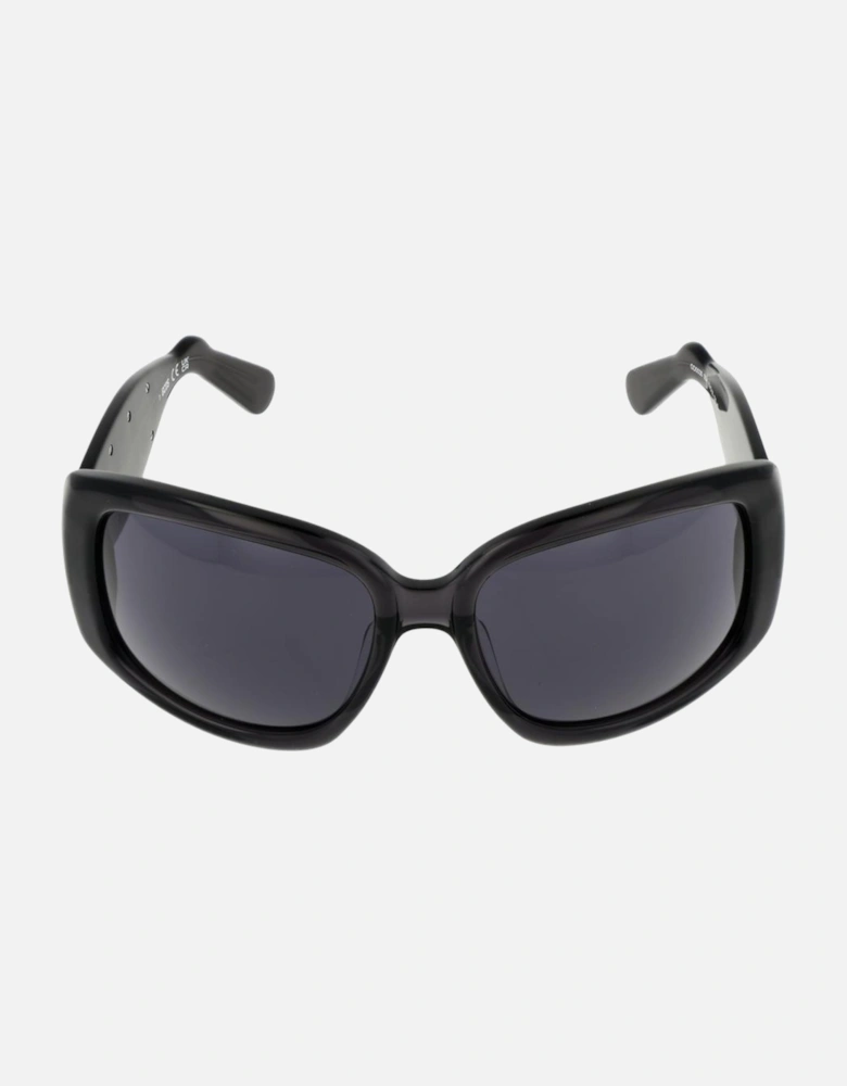 Butterfly Full-Rim Acetate Sunglasses with Grey Lenses Unisex - Black