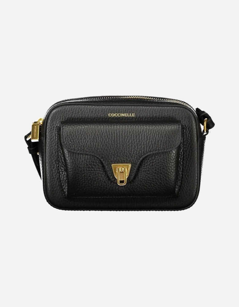 Sleek Leather Handbag with Adjustable Strap Women - Black