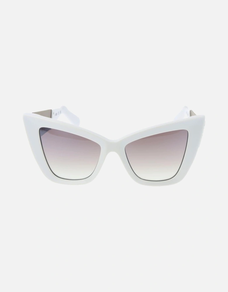 Cat Eye Mirrored Sunglasses with Full-Rim Frame Women - White