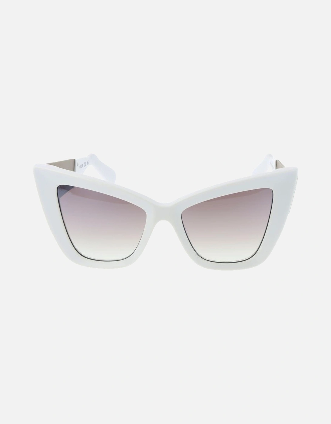 Cat Eye Mirrored Sunglasses with Full-Rim Frame Women - White