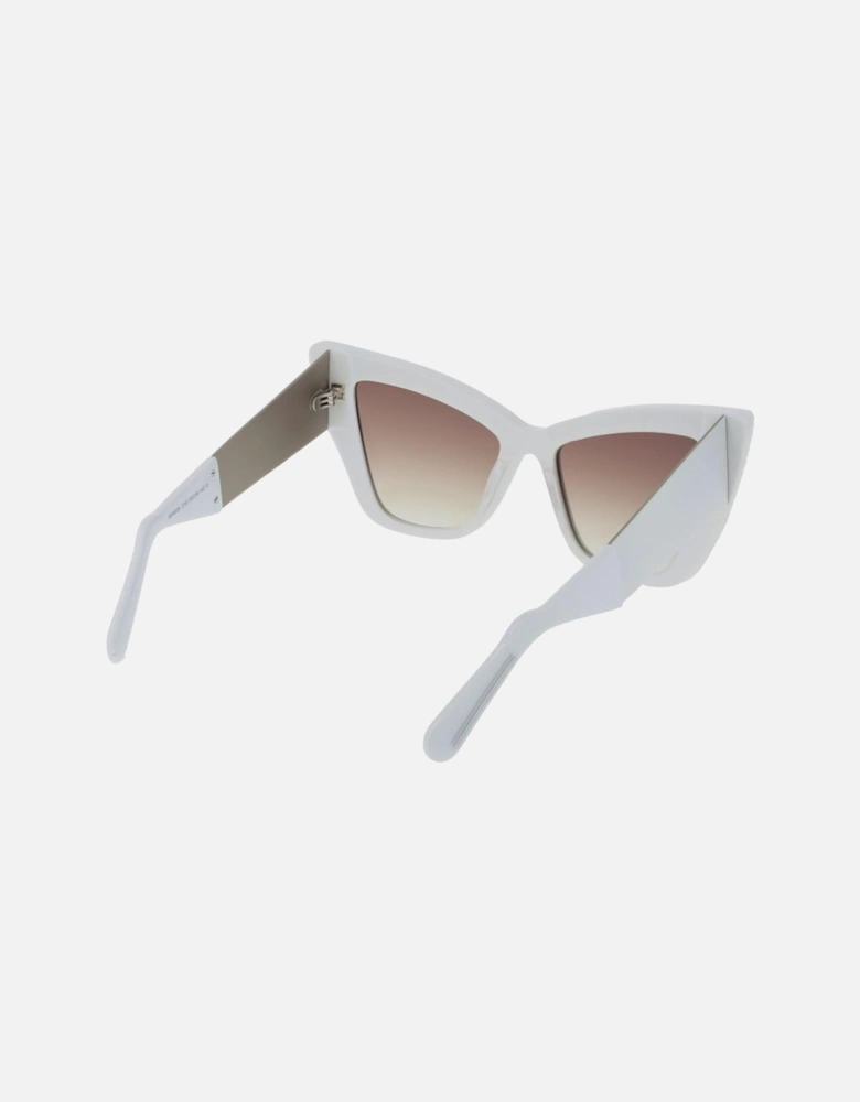 Cat Eye Mirrored Sunglasses with Full-Rim Frame Women - White
