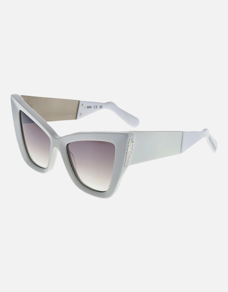 Cat Eye Mirrored Sunglasses with Full-Rim Frame Women - White