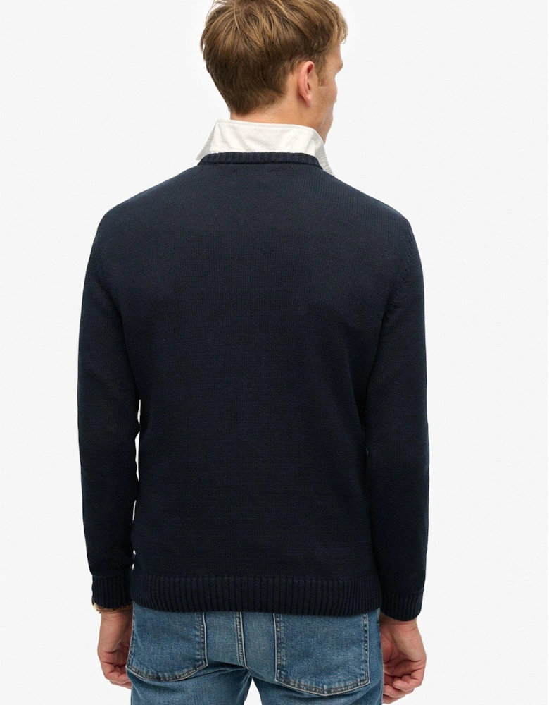 Classic Crew Knitted Jumper-Navy