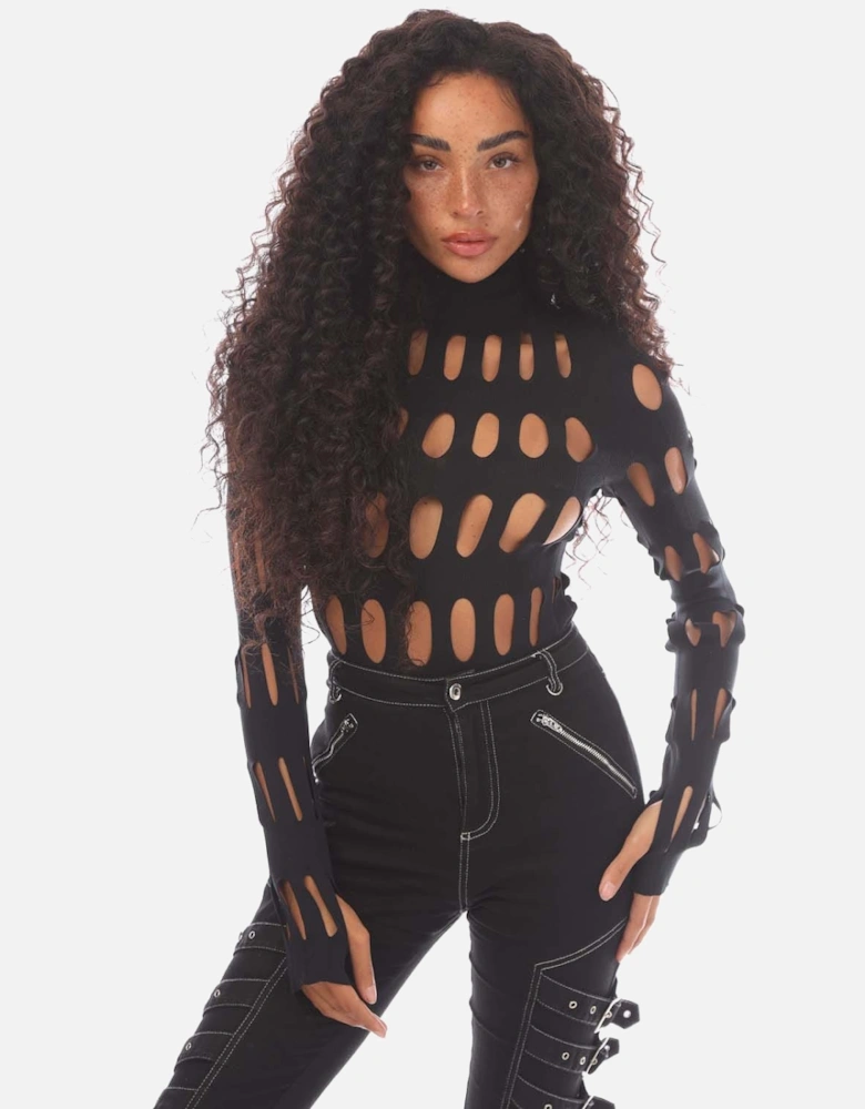 Sexy Net Turtleneck Top