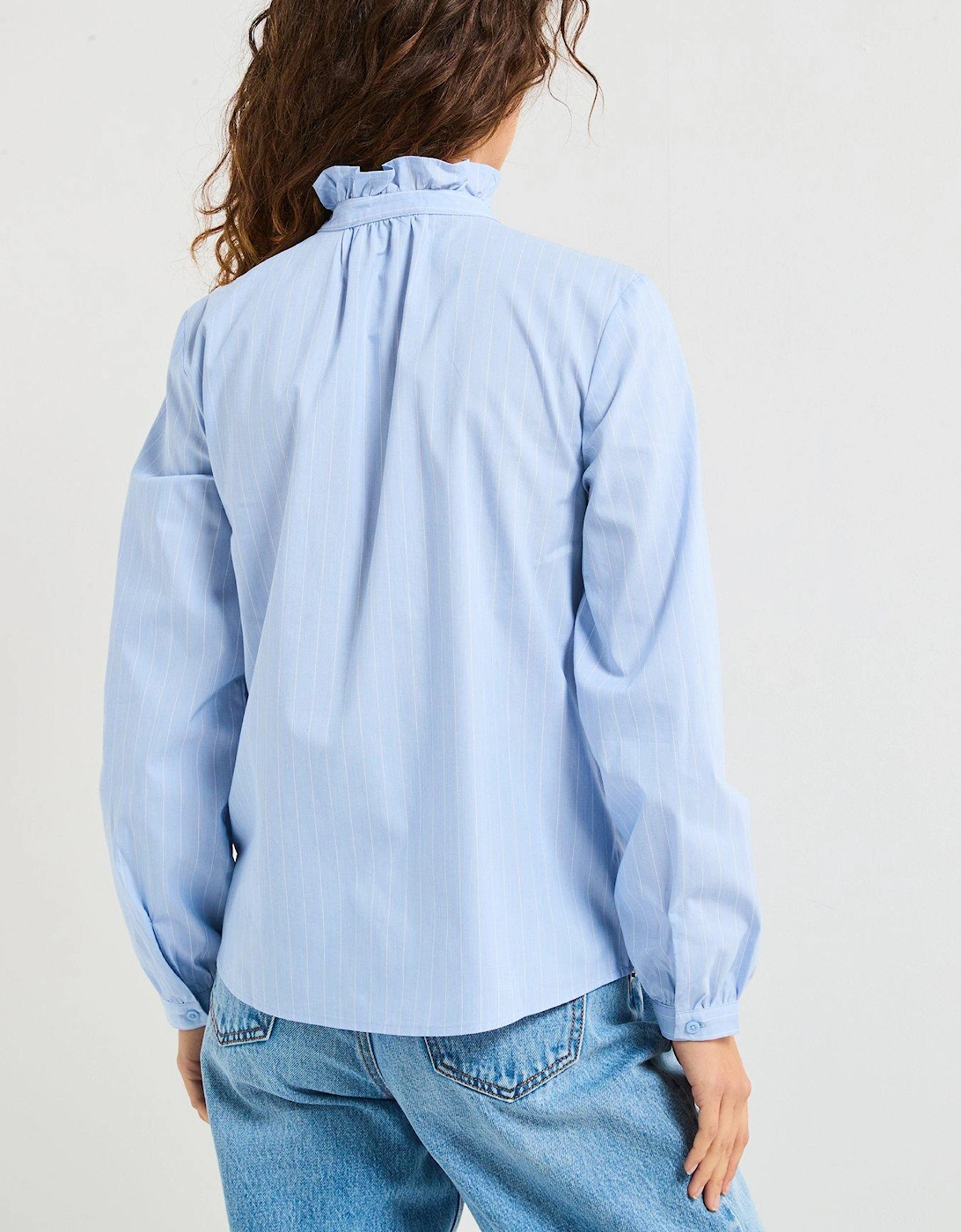 Long Sleeve Frill Shirt - Blue