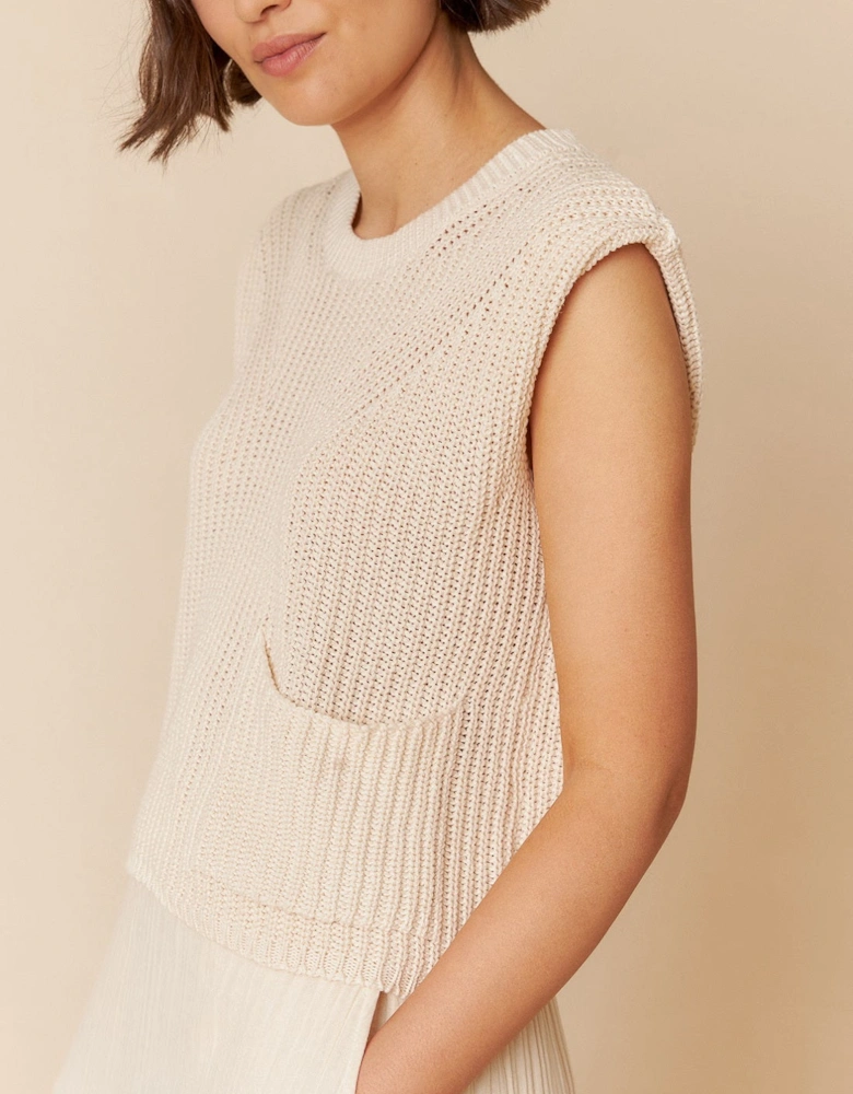 English Rib Knit Vest - Cream