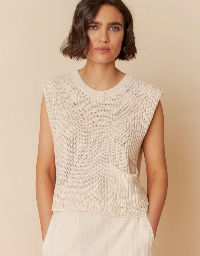 English Rib Knit Vest - Cream
