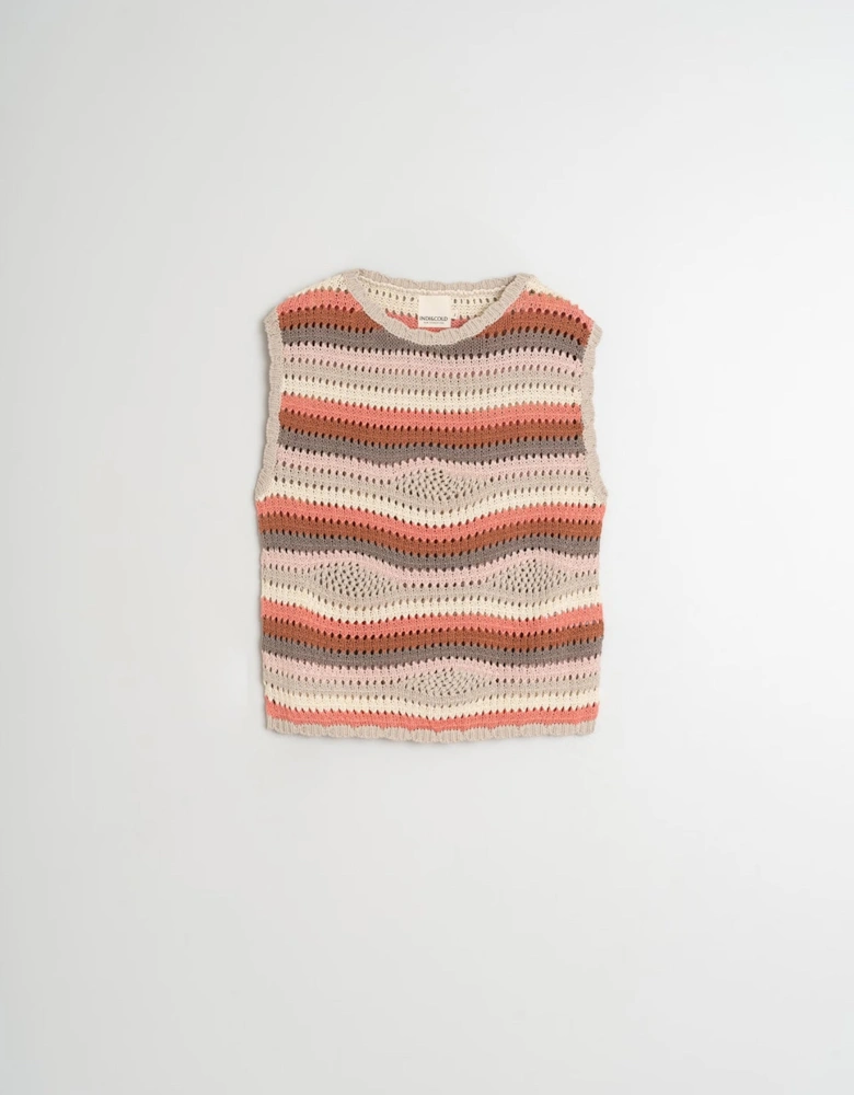 CROCHET FANTASY KNIT VEST - PEONY