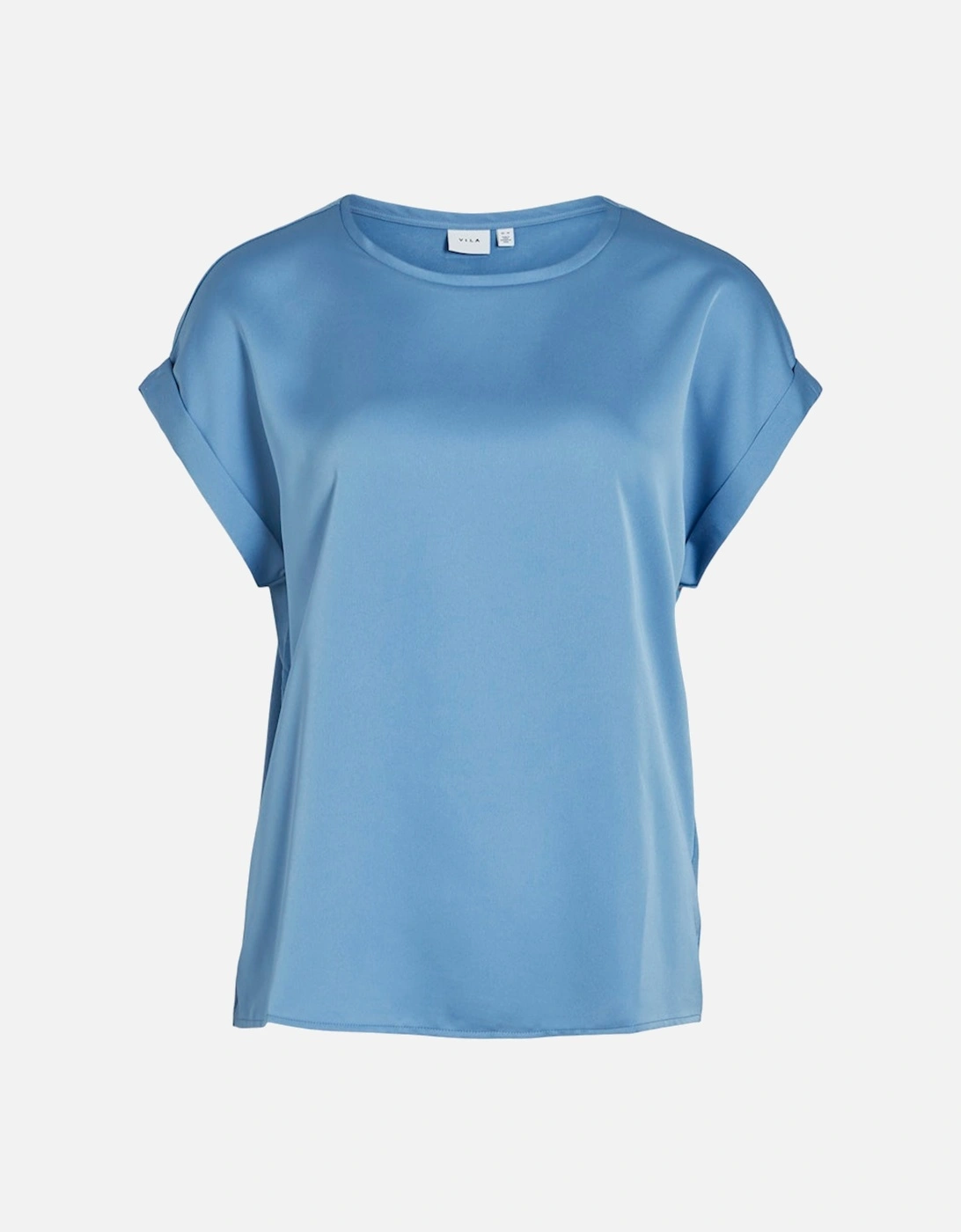 Elette Short Sleeve Satin Top Blissful Blue