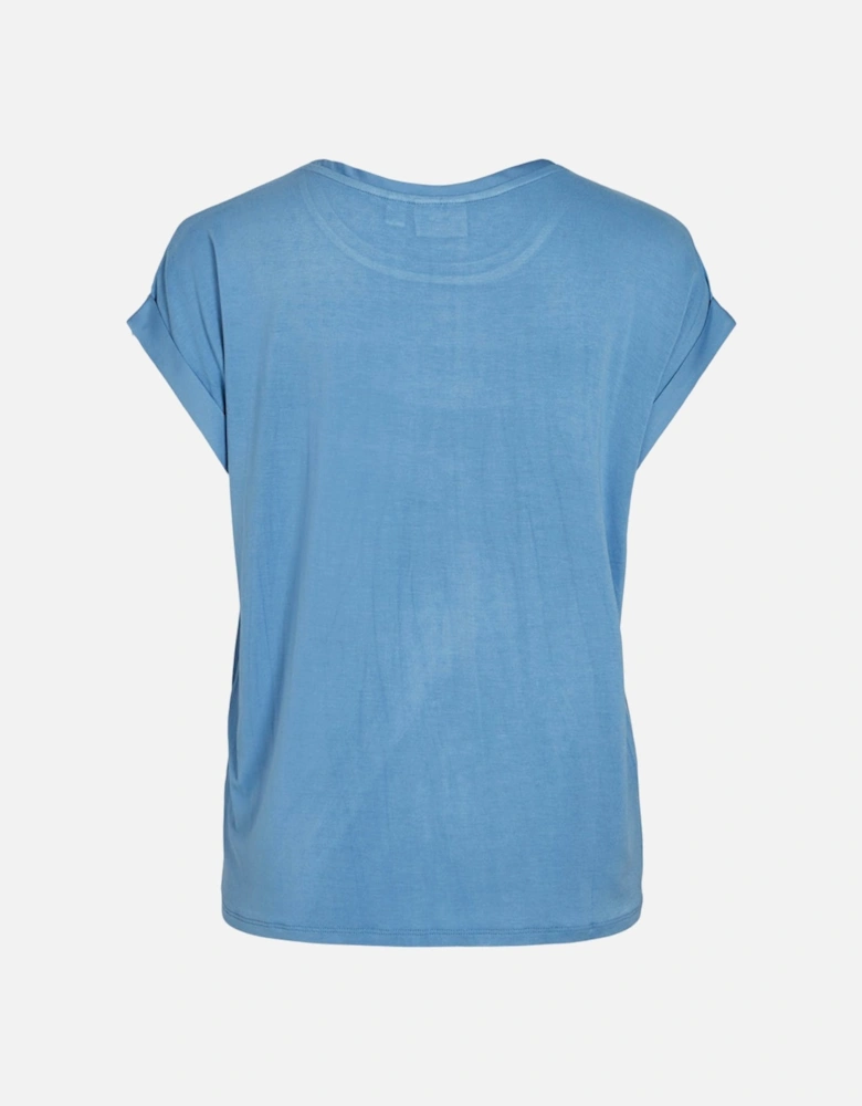 Elette Short Sleeve Satin Top Blissful Blue