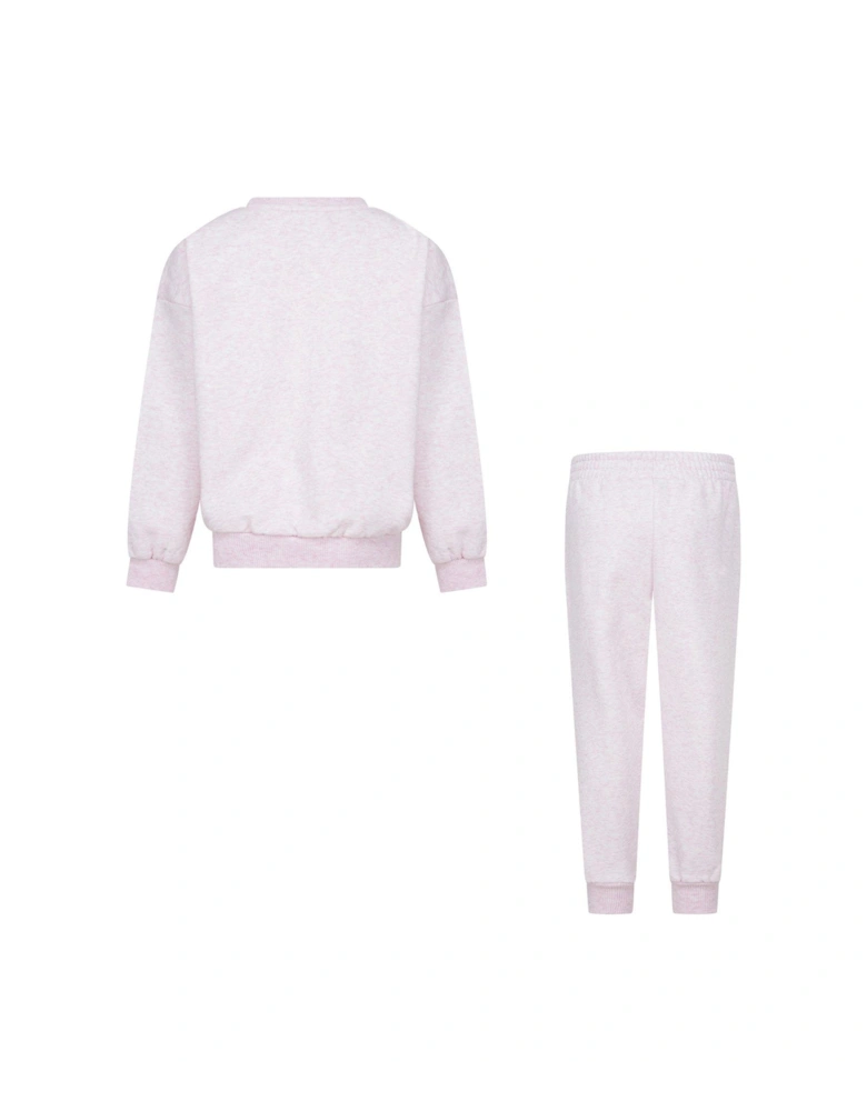 Kids Essential Fleece Crew Tracksuit - Pink