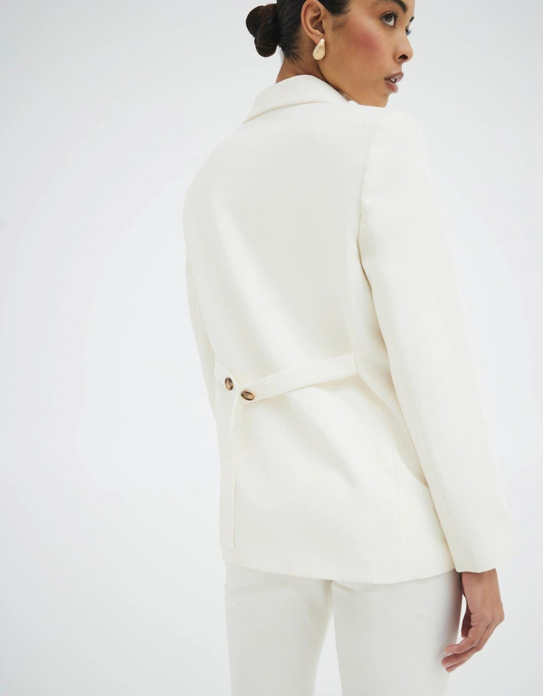 Oversized Double Breasted Blazer - Cream