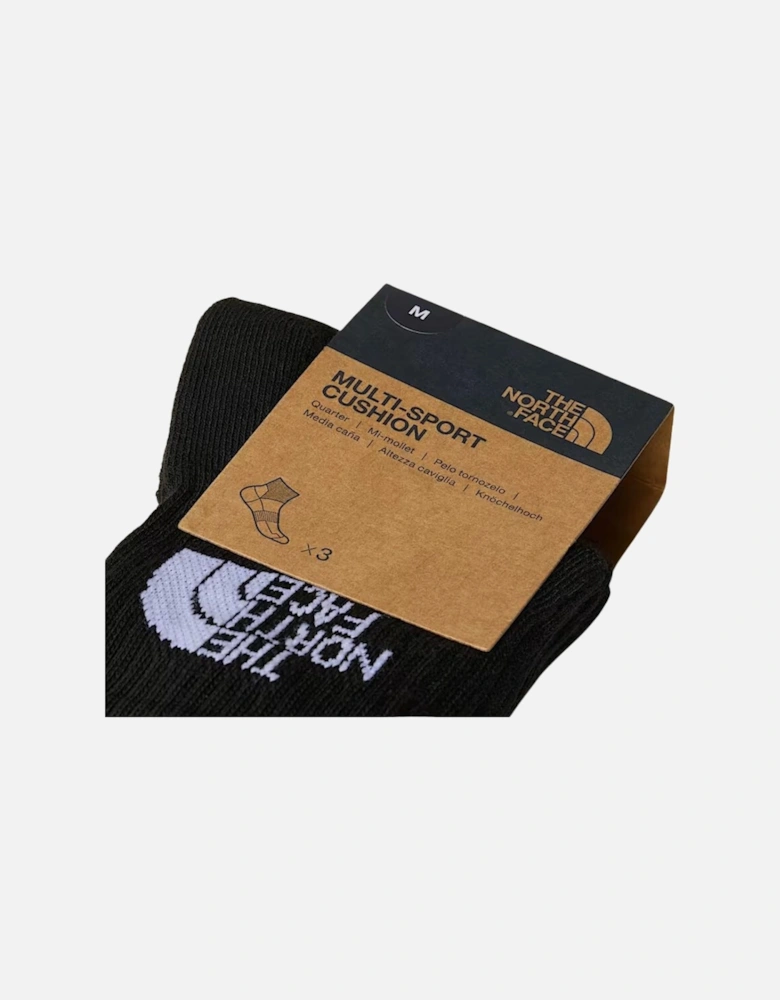 TNF Multi Sport Cushion Quarter Sock 3-Pack - TNF Black