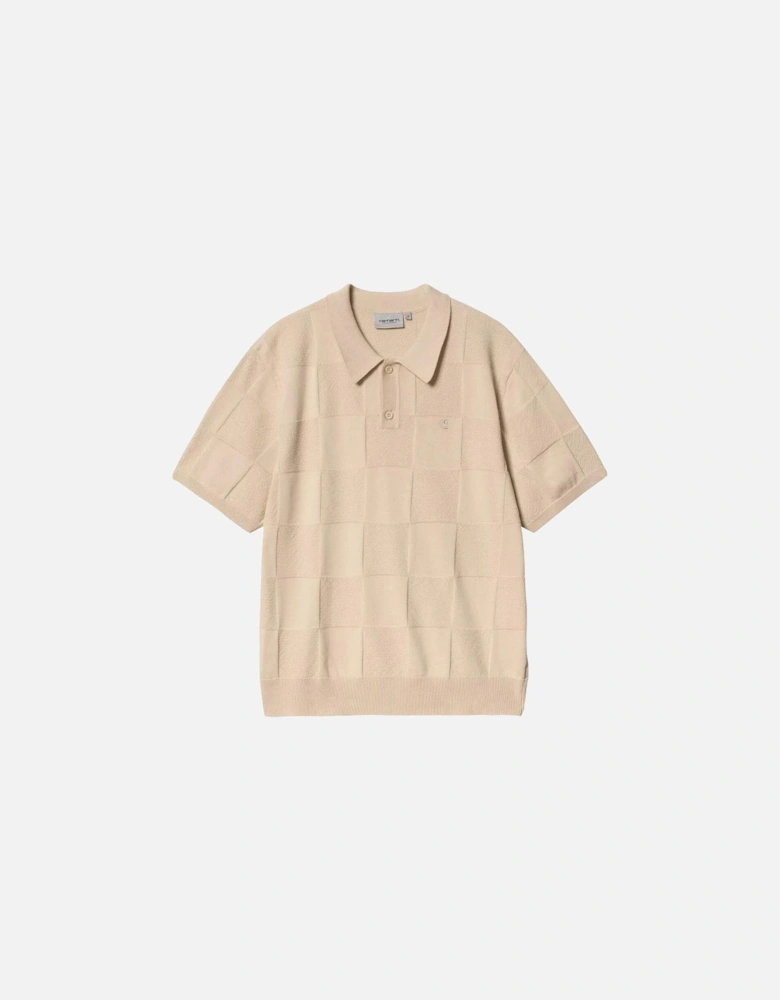 S/S Checker Polo Cotton Knit - Fleur De Sel