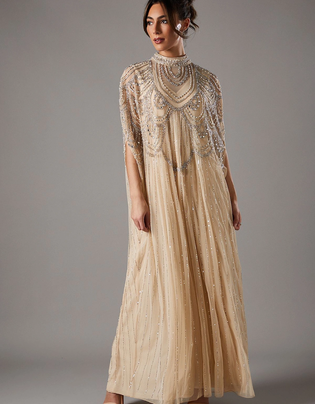 Heavily Embellished Chiffon Midi Dress, 2 of 1