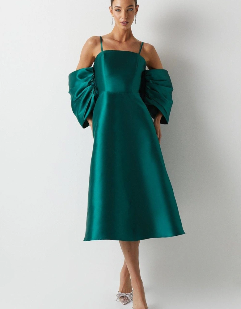 Detachable Shrug Bandeau Full Skirt Midaxi Bridesmaids Dress