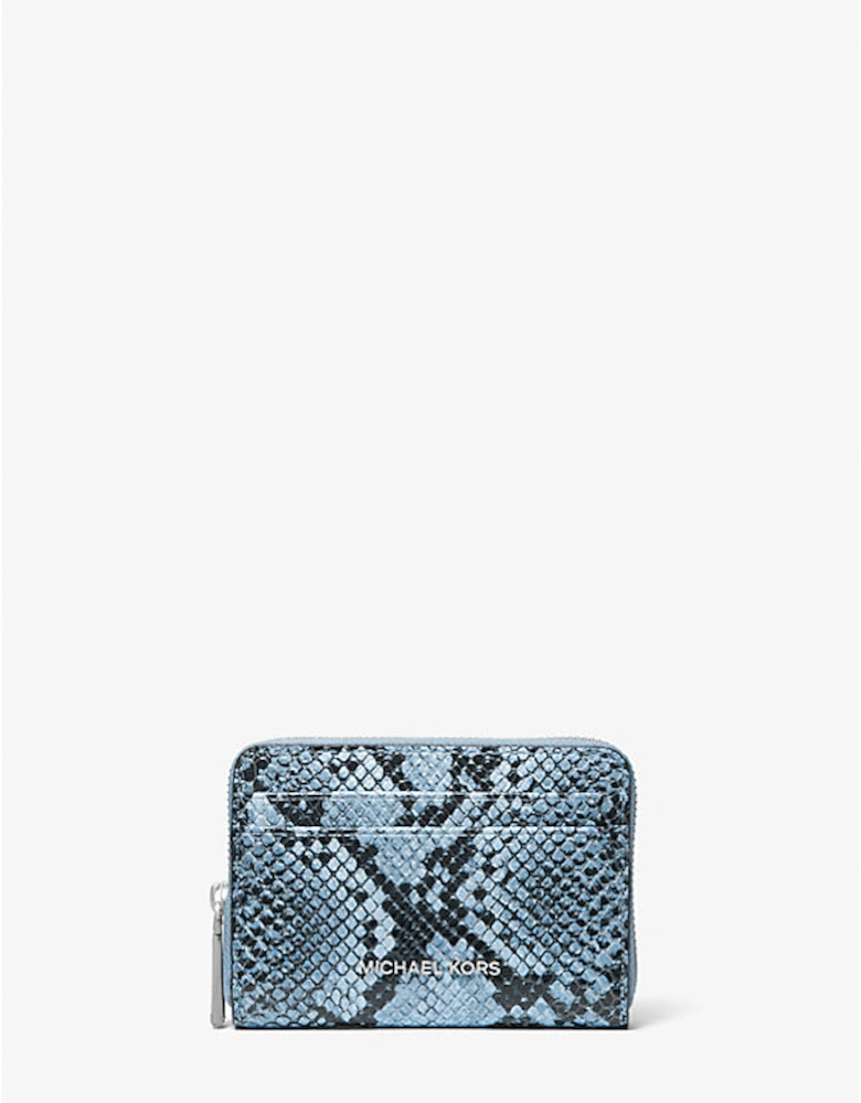 Jet Set Small Snake Embossed Leather Wallet