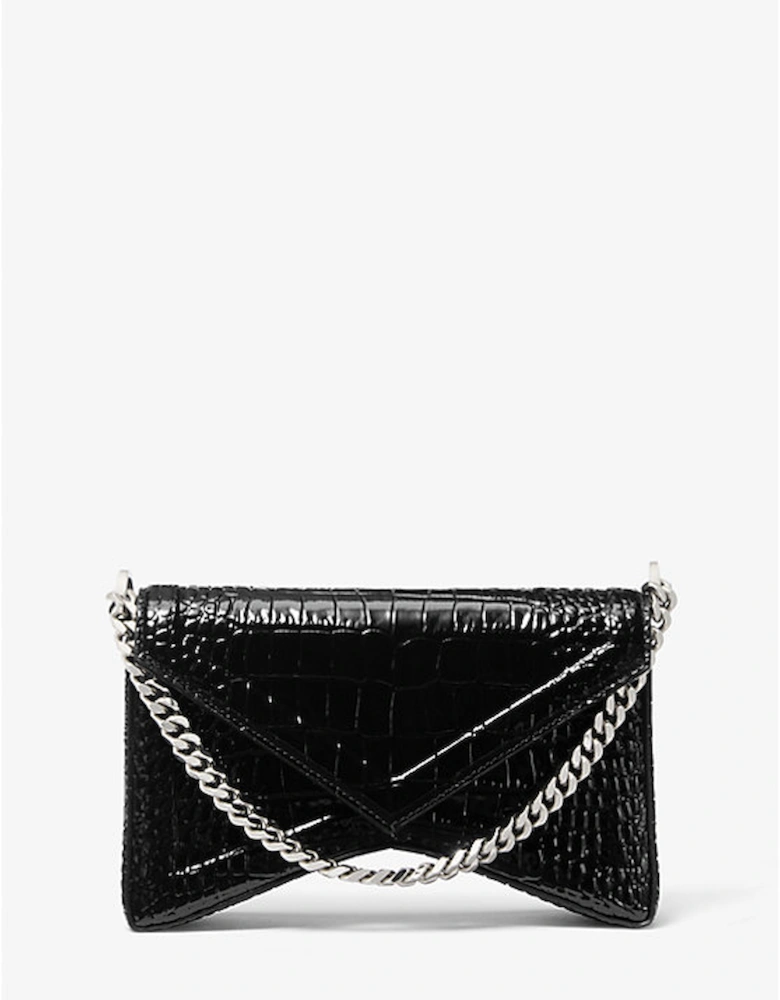 Manhatta Crocodile Embossed Patent Leather Shoulder Bag