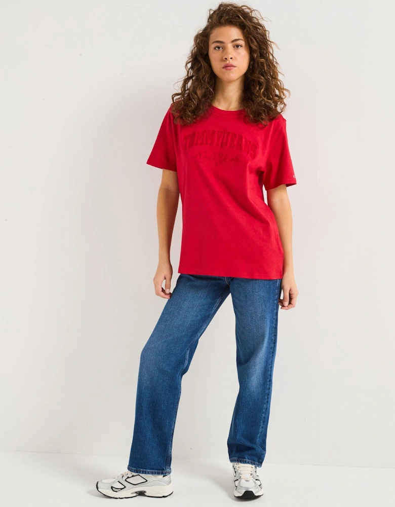 Varisty Logo Oversized T-Shirt - Red