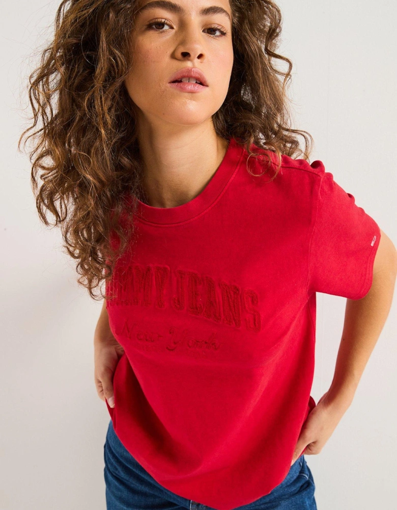 Varisty Logo Oversized T-Shirt - Red