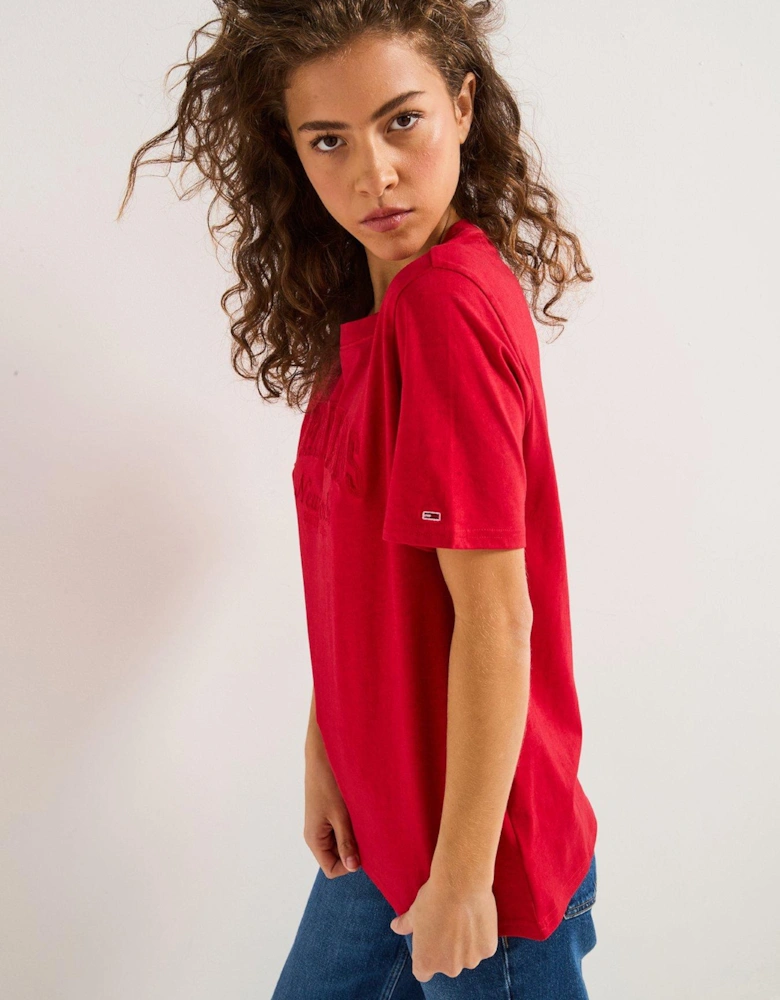 Varisty Logo Oversized T-Shirt - Red