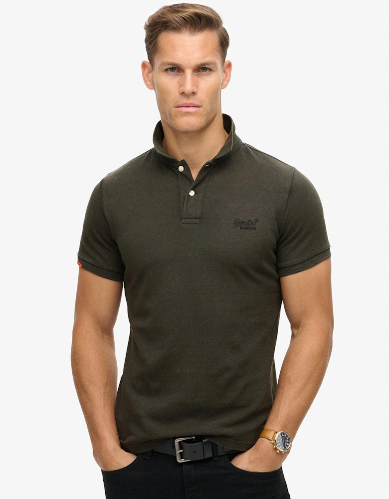 Vintage Slim Fit Short Sleeve Polo Shirt - Black