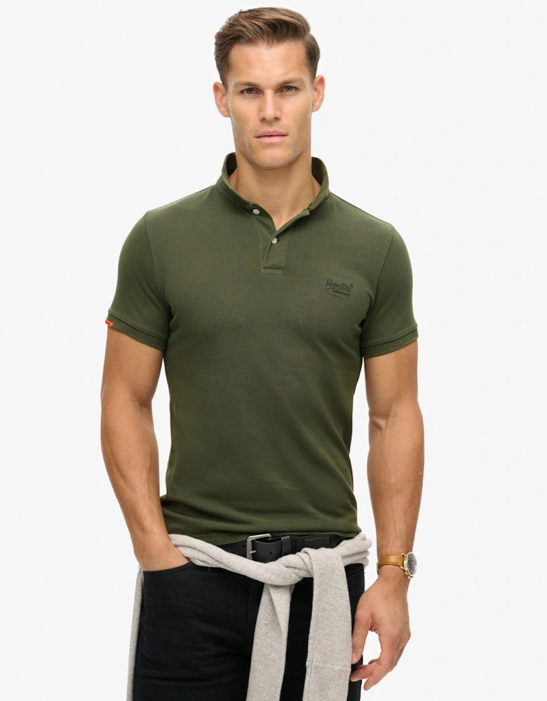 Vintage Slim Fit Short Sleeve Polo Shirt - Khaki