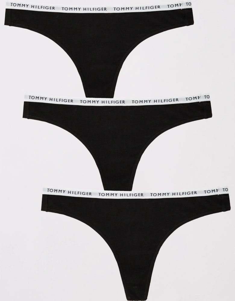 3 Pack Waistband Logo Thong-black