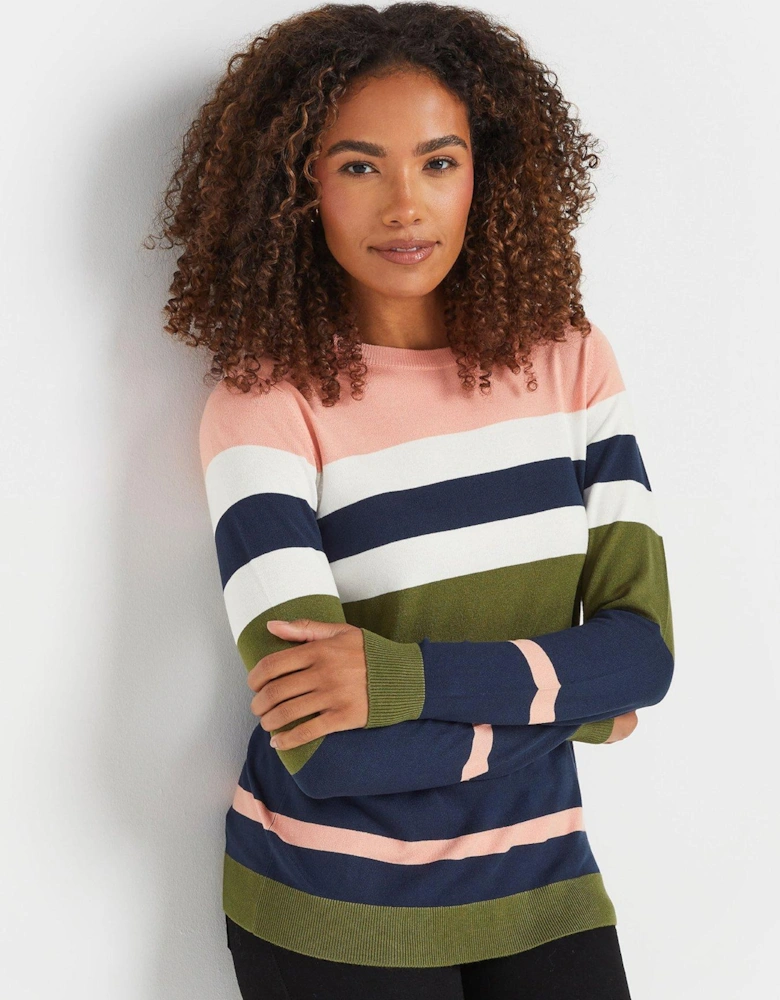 Striped Crew Neck Jumper - Blue