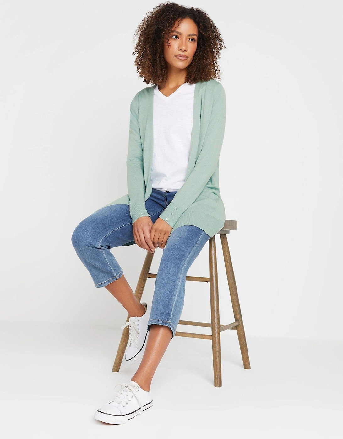 Longline Cardigan - Green, 2 of 1