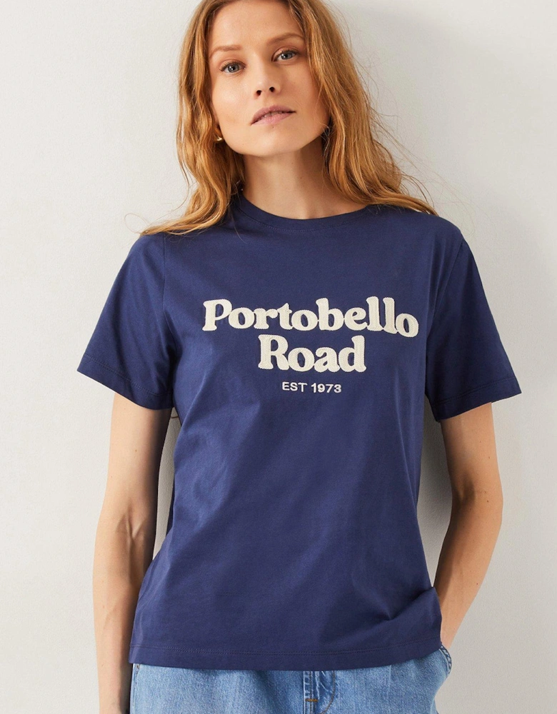 Sara Slogan T-shirt - Navy