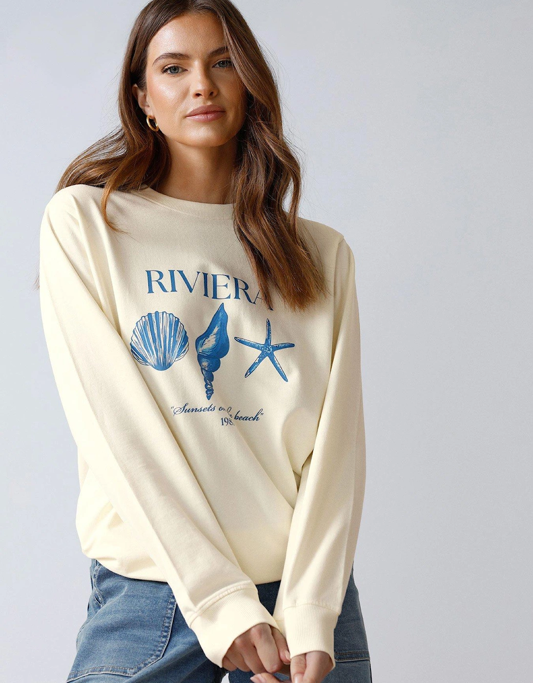 Riviera Print Sweatshirt - Ivory, 2 of 1