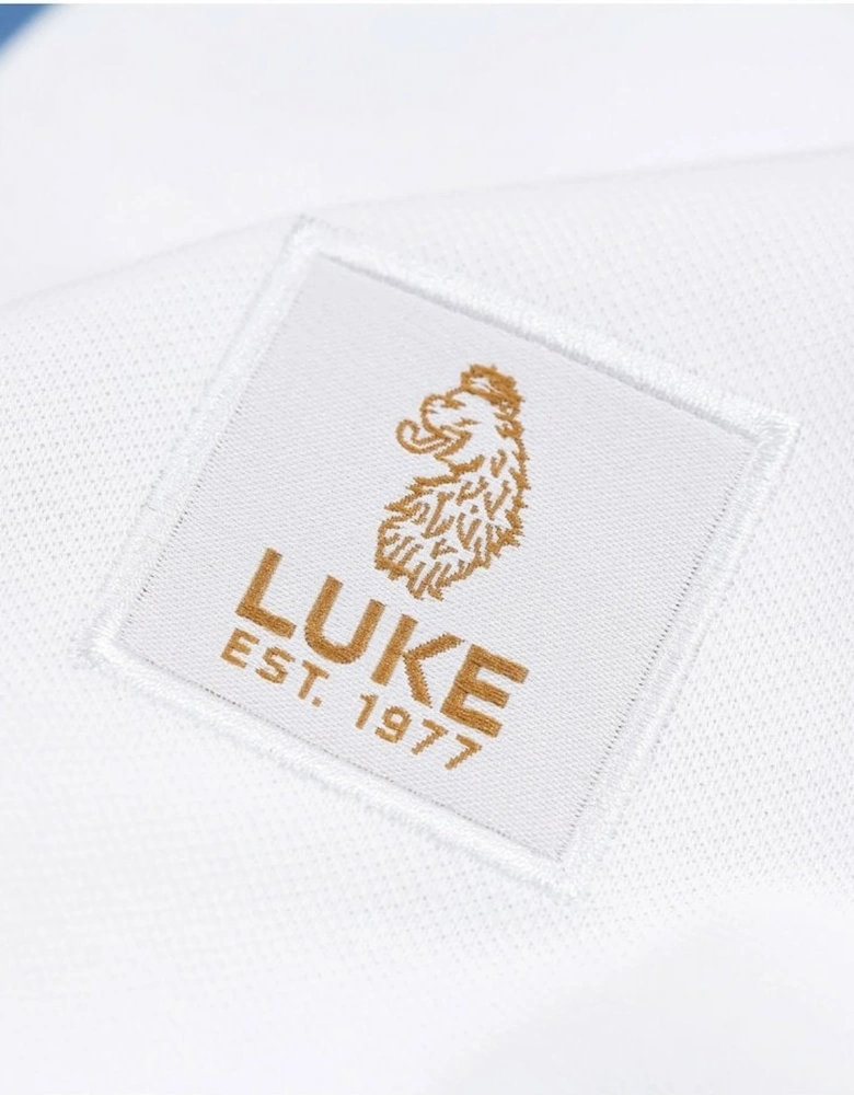 Luke Saddleworth Short Sleeve Polo Shirt White Blue