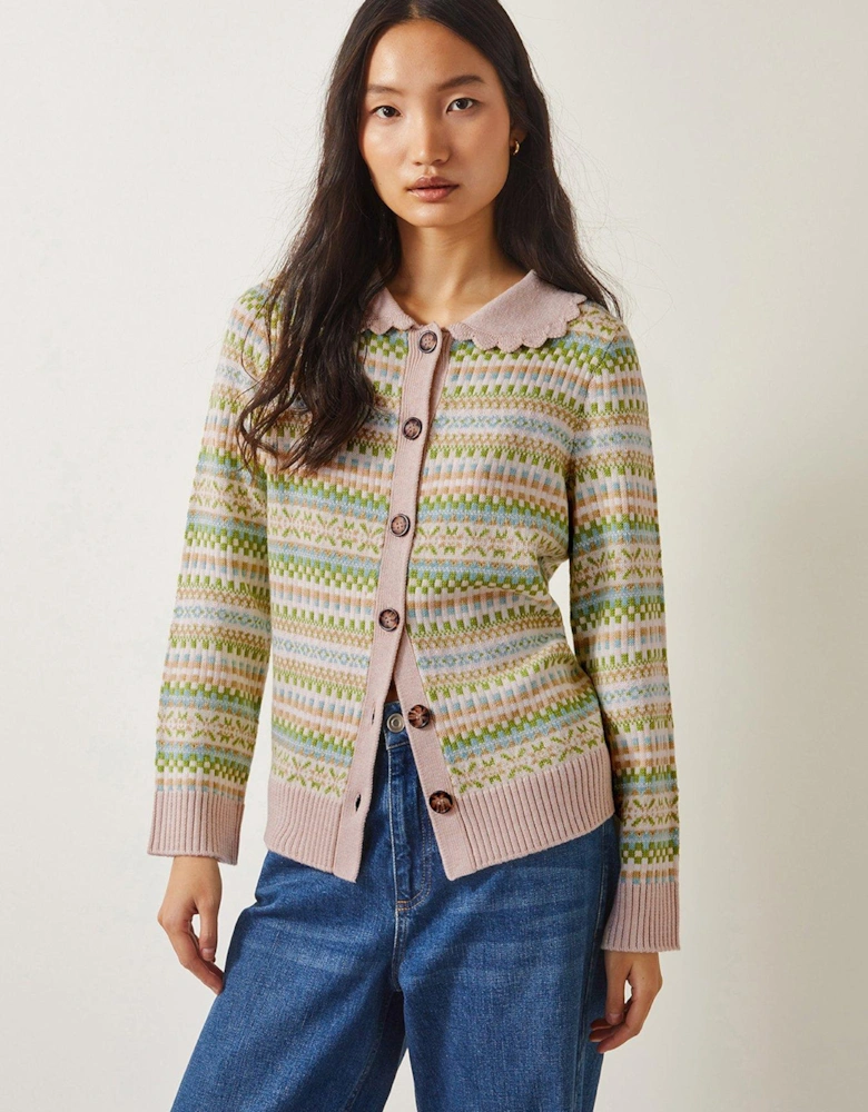 Fawn Fairisle Cardigan - Green