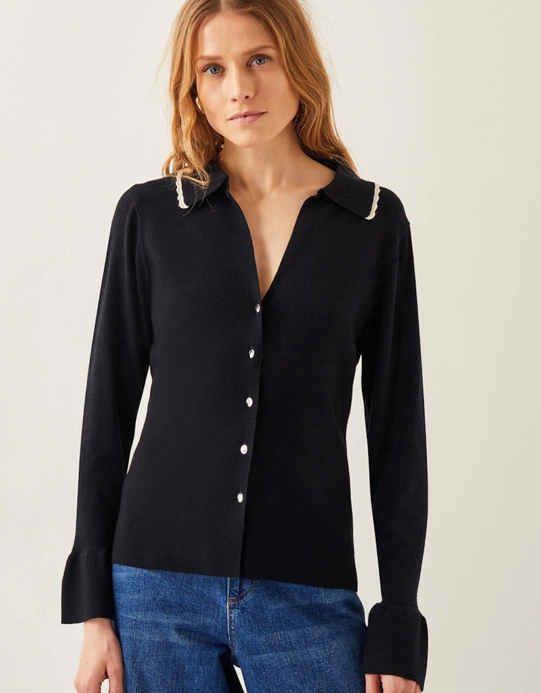 Bray Button Cardigan - Black