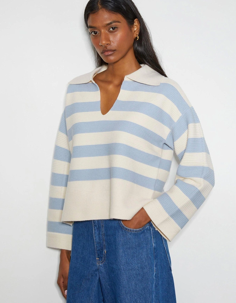 Shay Stripe Collar Jumper - Blue