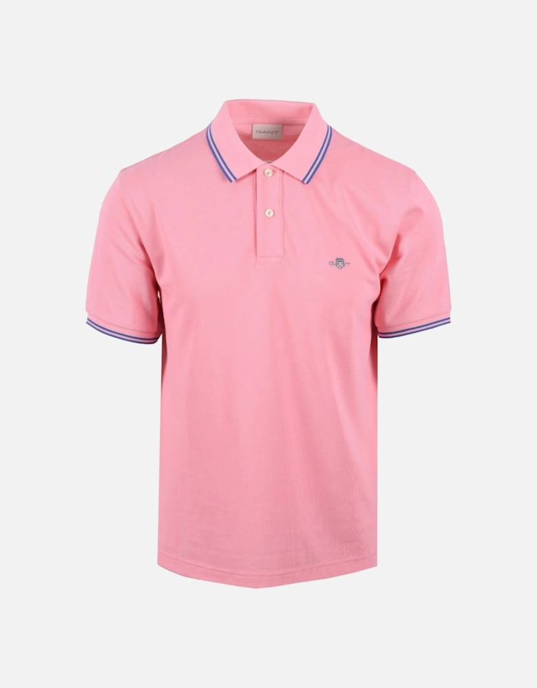 Contrast Tipping Polo Geranium Pink