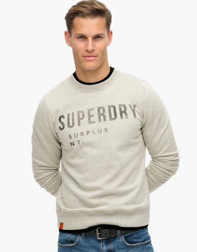 Surplus Graphic Logo Crew Neck Sweat Top - Grey