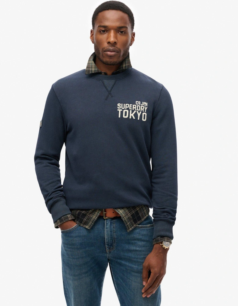 Workwear Applique Logo Crew Sweat - Navy