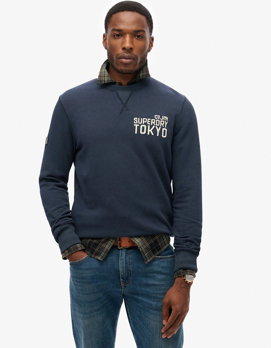 Workwear Applique Logo Crew Sweat - Navy, 2 of 1