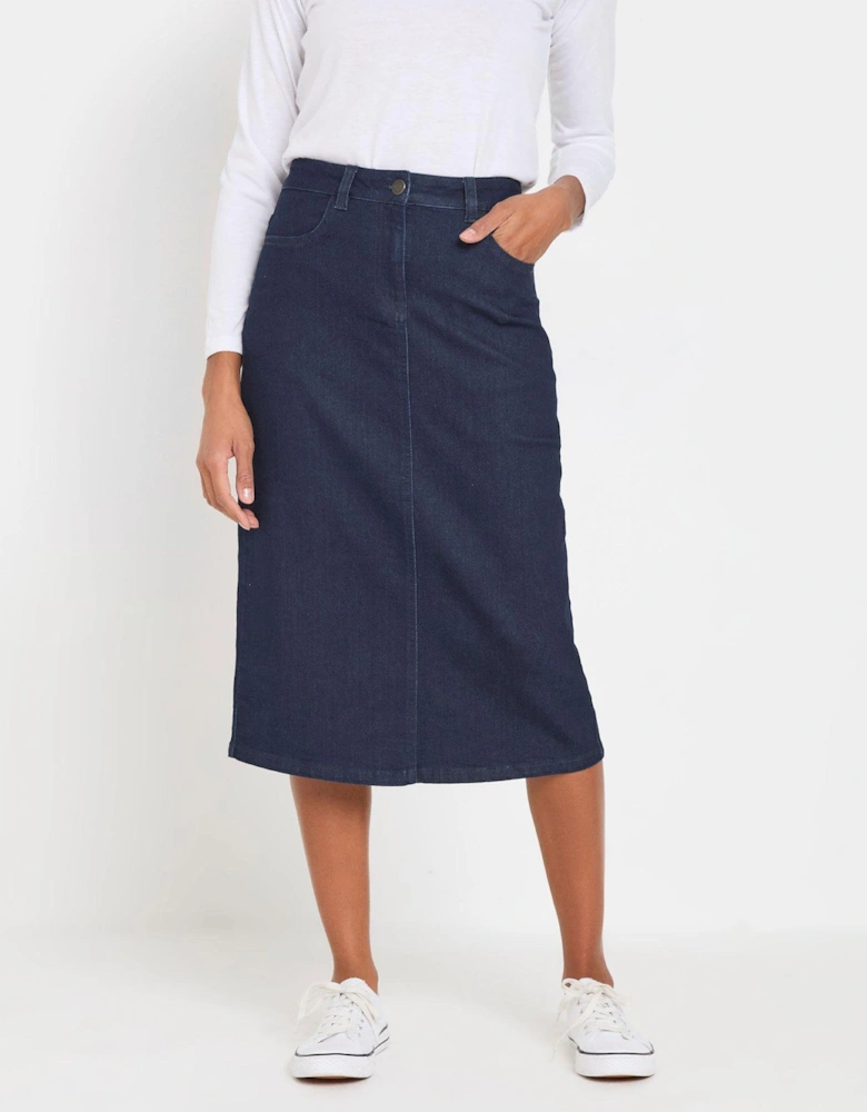 Indigo Midi Denim Skirt - Blue