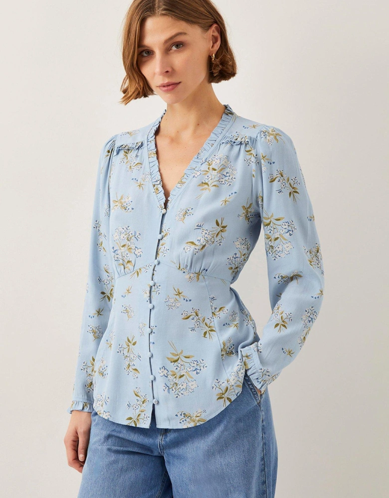 Sarah Floral Blouse - Blue