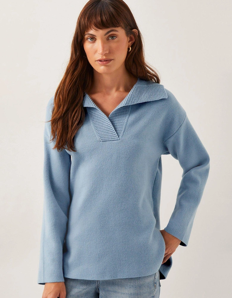 Cherry Collar Jumper - Blue