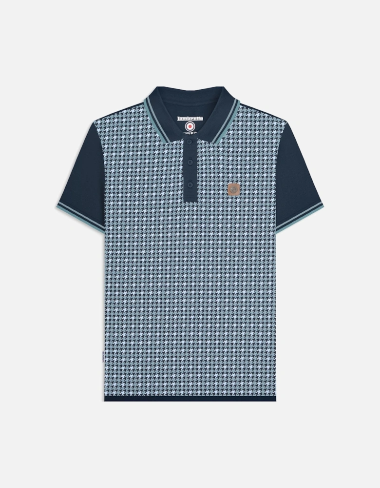 Mens Houndstooth Short Sleeve Polo Shirt