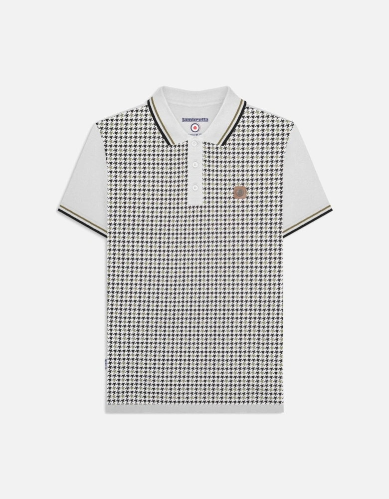 Mens Houndstooth Short Sleeve Polo Shirt