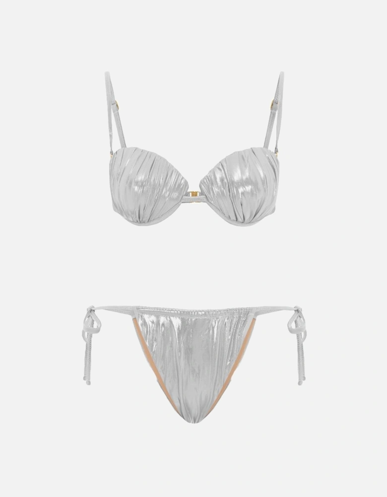 Daphne Elegant Cupped Silver Bikini Top