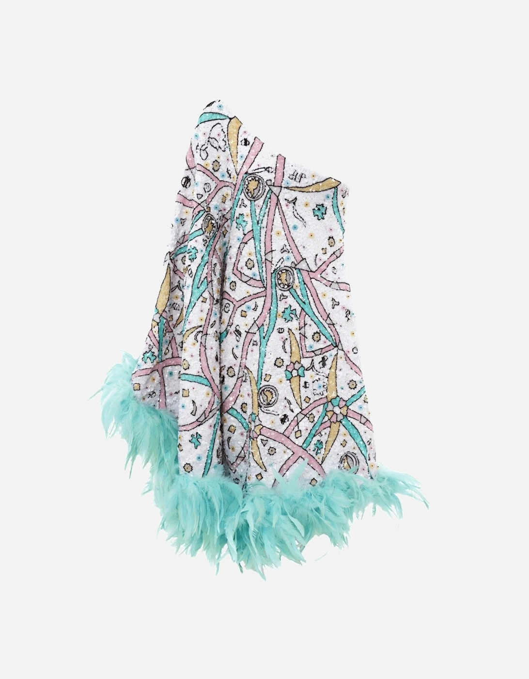 Coral One Shoulder Multi-Coloured Kaftan, 3 of 2