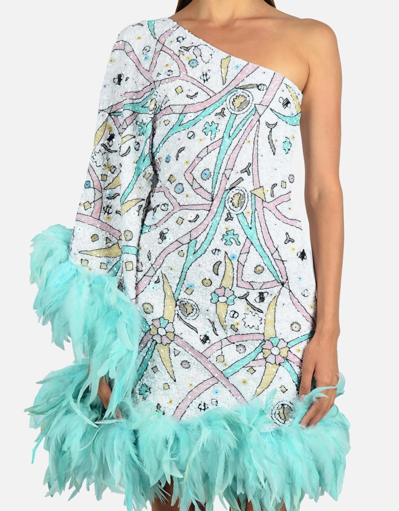 Coral One Shoulder Multi-Coloured Kaftan