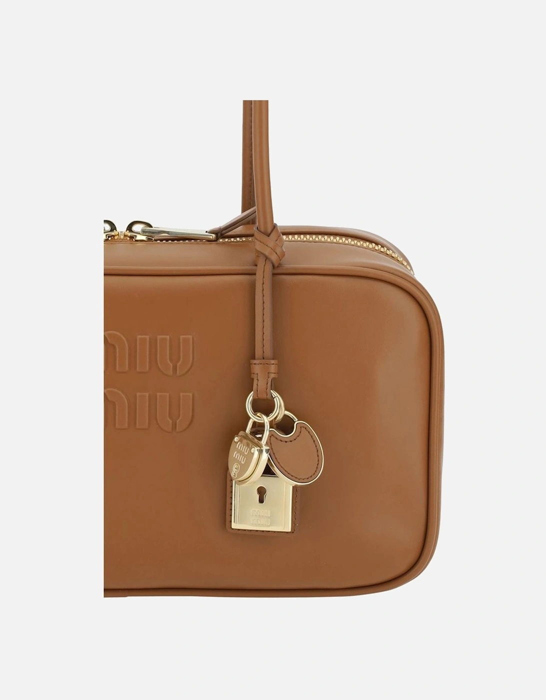 Leather Shoulder Bag with Padlock Detail Women - Brown