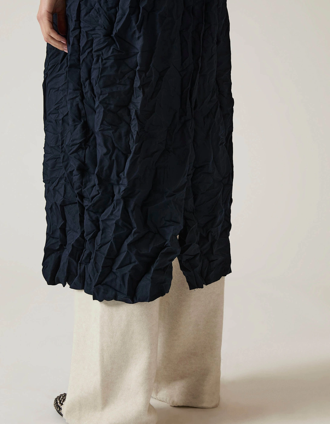 Crinkled Navy Cardigan